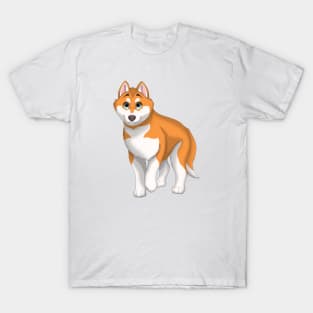 Red and White Siberian Husky Dog Blue Eyes T-Shirt